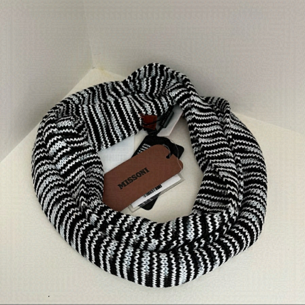 NWT Missoni Head band Signature black and white knit
